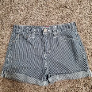 Dickies Blue and‎ White Jean Shorts with Rolled Cuffs